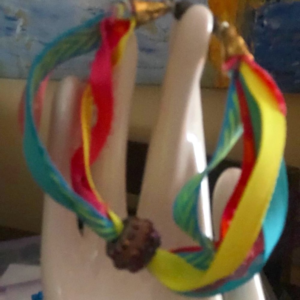 Silk and ribbon bracelet